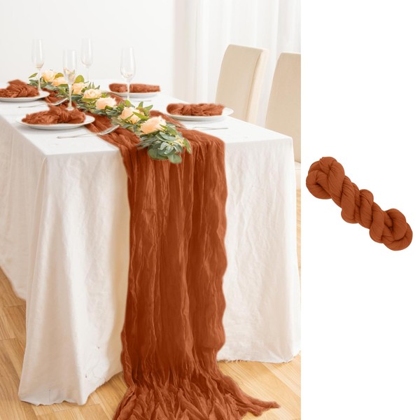 Cheesecloth Table Runner, Terracotta Cheese Cloth Table Runner Boho Gauze