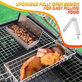 Large Grill Basket for BBQ Camping Picnic, 304 Stainless Steel Rolling Grill Net with Removable Wooden Locking Handle, Outdoor Grilling Accessories with Grill Cleaning Brush,for Fish, Meat, Vegetables, Gifts for Men & Grill Enthusiasts