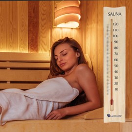 Lantelme Wooden Sauna Thermometer 38 cm Temperature up to 120 °C Analogue Sauna Temperature Measuring Device Solid Pine Wood Thermometer for Wellness Relaxation Accessories for Sauna Sauna Accessories
