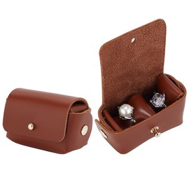 WADORN 2pcs PU Leather Wedding Ring Pouch, Jewelry Storage Case Rings Storage Small Bags Snap-on Ring Holder Pouch Wedding Party Favor Gift Bag, Brown