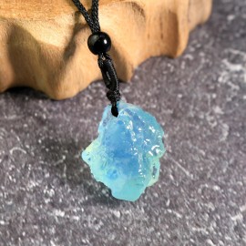 Unbranded Natural Raw Aquamarine Blue Gems Pendant Healing Reiki Amulet Unisex Necklace