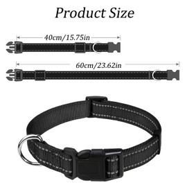 Light Up Dog Collar Reflective Pet Collar Adjustable Nylon Collars Multicolor Pet Safety Collar for Small Medium Large Dogs Night Walking (Black)