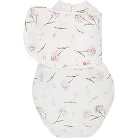 embÃ© 2-Way Starter Swaddle Blanket, 5-14 lbs, Diaper Change w/o Unswaddling, Legs in and Out Design, Warm Up or Cool Down 100% Cotton, 0-3 Months (Pink Clustered Flowers)