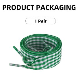 UamGlsob 25MM Gingham Ribbon Shoe Laces, Checkered Plaid Satin Fancy Cute Shoelaces Replacement Strings for Women Sneakers (Green,47"/125cm)