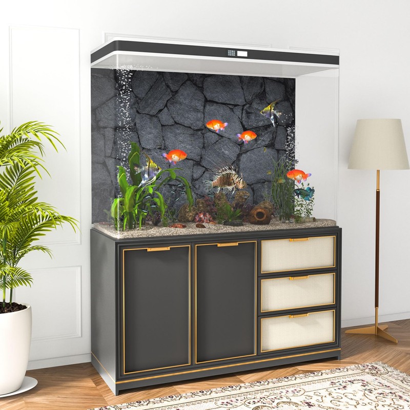 MIRRORANG 120x61cm Rock Aquarium Background Dark Grey Stone Fish Tank