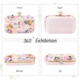 LHHMZ Women Floral Clutch Handbag Handmade Flower Evening Bags Bride Wedding Party Clutch Handbags