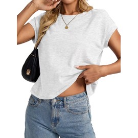 EasyGala Womens Cap Sleeve Crop Tops Cotton T Shirts Crewneck Loose Fit Short Sleeves Tee Summer Fashion Clothes 2025