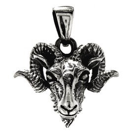 Kiss of Leather Aries Head Pendant 925 Sterling Silver No. 278, Rubber, No Gemstone