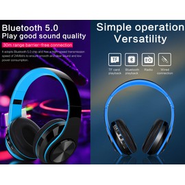 WuXingMeiLi Bluetooth Over-Ear Headphones, Foldable Wireless and Wired Stereo Headset Micro SD/TF, FM for Cell Phone,PC,Soft Earmuffs &Light Weight