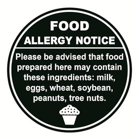 Allergy Warning Sticker,1.5inch 300pcs Black Round Food Allergy Warning Sticker Label for Party