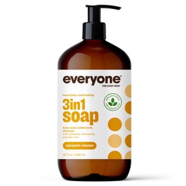 Everyone 3-in-1 Soap, Body Wash, Bubble Bath, Shampoo, 32 Ounce (Pack of 1), Coconut and Lemon, Coconut Cleanser with Organic Plant Extracts and Pure Essential Oils