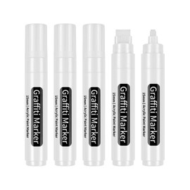 BIGTHUMB White Poster Markers Jumbo Paint Pen: 5 pcs 15mm Wide Tip Thick Acrylic Paint Pen Large Graffiti Markers for Rock Painting, Stone, Sign, Canvas, Glass, Wood, Ceramic