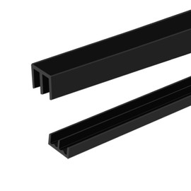 Aroilder Sliding Door Track, Fit 1/4" Thick Panels, U Channel Rubber for Sliding Cabinet/Closet Door Track, Black, 4Feet