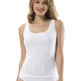 VAVONNE Camisole for Women, All Cotton, Airy Soft Comfy Tank Tops Cami Undershirt (Wide Strap/White, XX-Large)