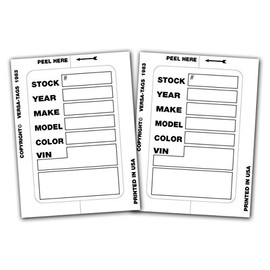 Kleer-Bak 2-Pack of 100 Stock Stickers - White - Genuine Versa-Tag Car Dealership Stock Stickers (White)