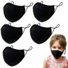 Purian Black Kids Face Masks, Washable Reusable Adjustable, Fits Kids