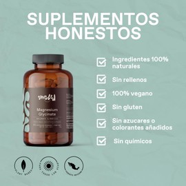 Unruled - Magnesium Glycinate | Glicinato de Magnesio | 30 porciones de 1,500mg | 90 Cápsulas Veganas | 100% natural y sin Rellenos | Suficiente para 1 mes | Excelente Absorción y Biodisponibilidad