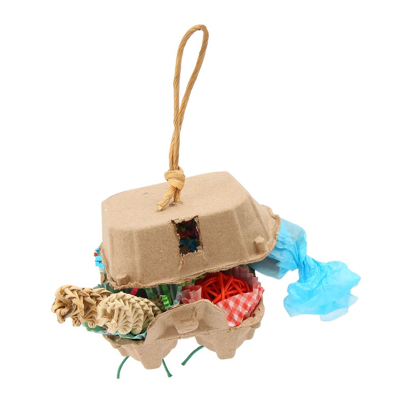 Bird Foraging Box Toys Fun Colorful Shredding Paper Sola Wood