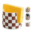 Checkered Sponge Holder for Kitchen Sink, Ceramic Dish Sponge Drying
