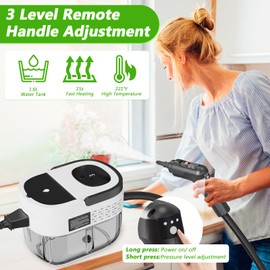 Handheld Steam Cleaner, 2500W High Pressure Steamer for Cleaning, Portable Steam Cleaner with 1.6L Water Tank, 3 Levels Adjustable Handle, Steam Cleaner for Home, Car, Furniture, Bed Bugs (White)