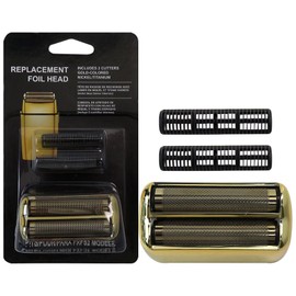 JRSHOME Updated Replacement Foil and Cutter for Barberology Electric Shaver, Double Foil Shaver Replacement Head, Replacement Head for Ba bylis PRO Barberology FXFS2 Electric Razors(Gold)