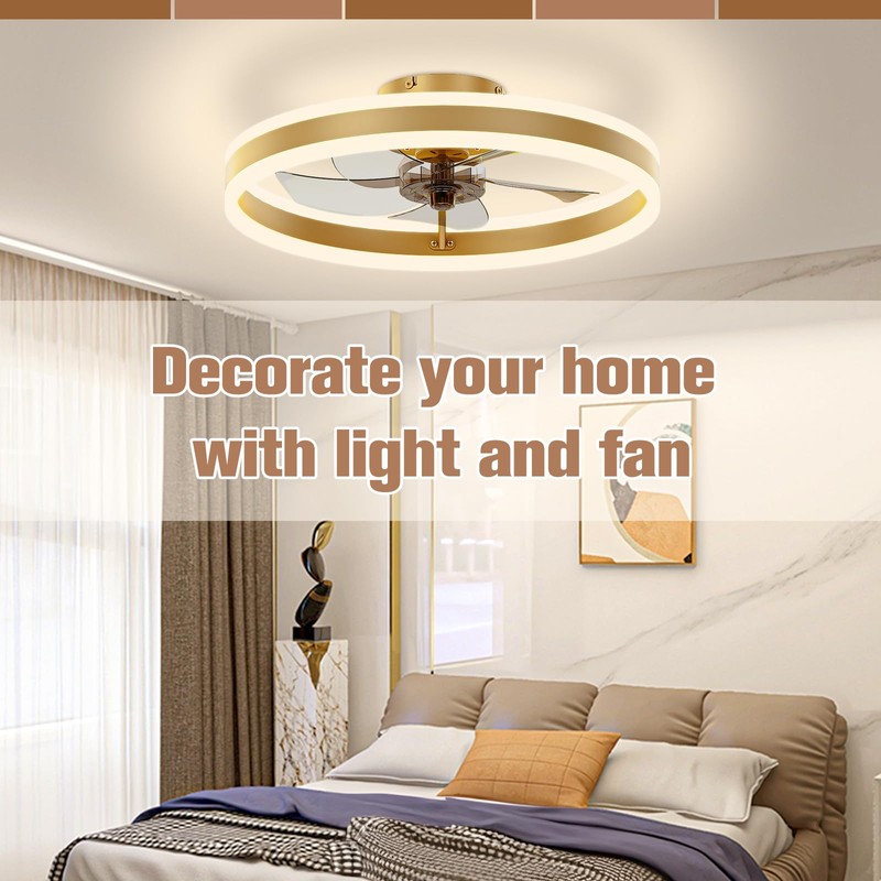 VOLISUN Low Profile Ceiling Fans with Lights and Remote, 19.7in