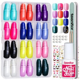 Teenitor Extra Short Press On Nails Kit, Press On Nails Short Round, 12 Colors Short Fake Nails With Nail Glue, 288pcs Short Glue On Nails For Small Nail Beds