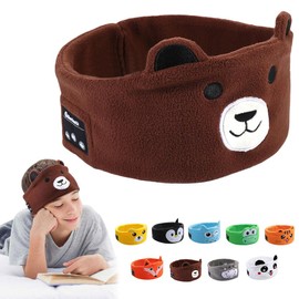 RBFSAH Kids Headphones Headband Wireless,Over The Ear Headband Headphones,Headband Earphones for Children Baby & Toddlers,with Thin Speakers & Super Soft Fleece Headband (Color : Bear)