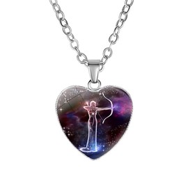 Caimeytie Girls' Pendant Necklace Horoscope Zodiac Sign, Glass