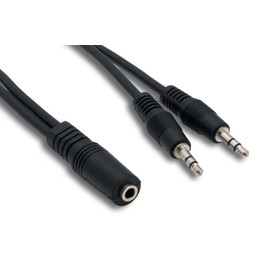 Cablelera 3.5mm Stereo F/M X2, 6ft Audio Cable, Black (ZCUUFMFM-06)