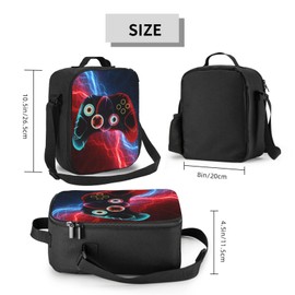 Gaakvrr Video Game Controller Insulated Lunch Bag for Boys - Reusable Lunch Box - Portable Lunch Tote for Women Men and Kids
