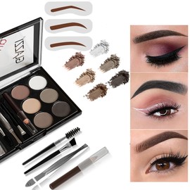Eyebrow Powder, Eyebrow Powder Stencil Kit, Eyebrow Powder and Shaping Kit, Brow Powder Makeup Kit, Eyebrow Powder Palette, Natural Looking Eyebrows for Makeup Beginners