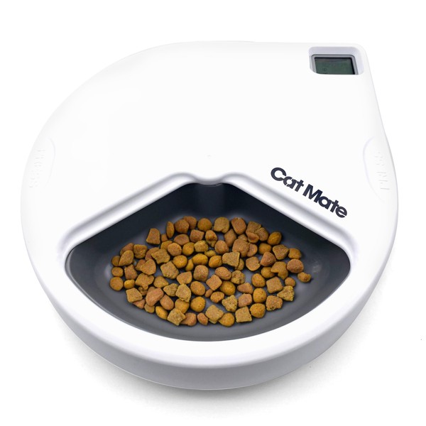Mangeoire automatique Cat Mate C300 pour animaux de compagnie | Bol pour chat ou petit chien avec minuterie numérique | Pour nourriture humide ou sèche pour animaux de compagnie, carrousel à 3 repas