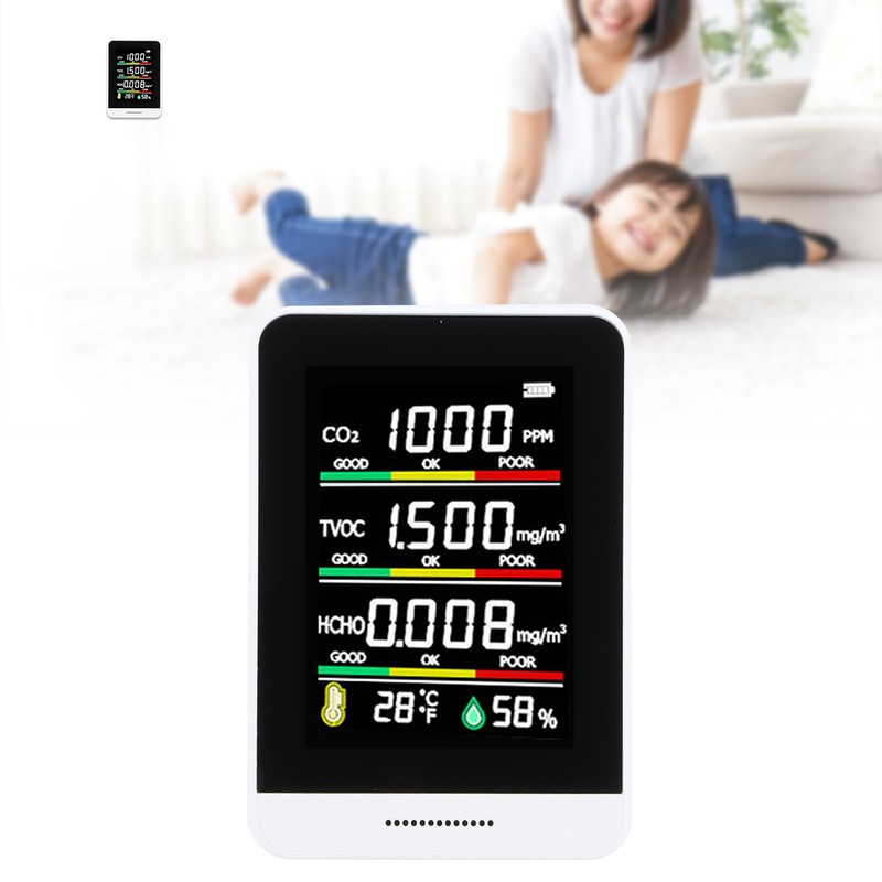Air Quality Monitor Portable CO2 TVOC Formaldehyde Tester Humidity Detection