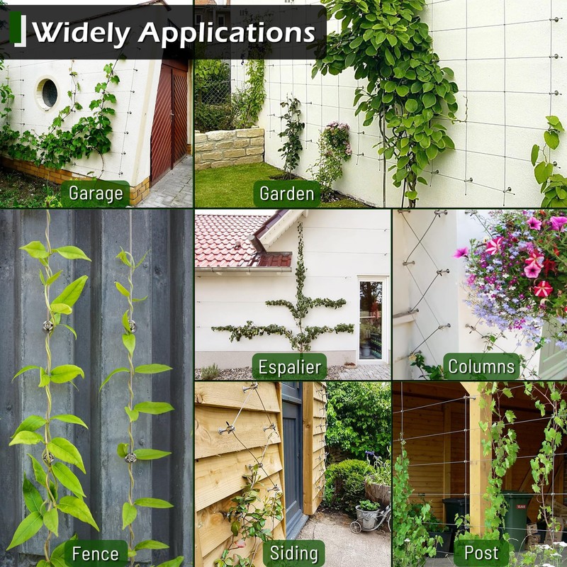 Wire Trellis for Climbing Plants Outdoor, 20-Set Wall Wire Trellis