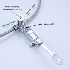 Válvula de Pedal de Pie para Grifo, Válvula de Agua de Pedal sin de Cobre Válvula de Agua de Pedal de Pie Individual Montada en el Piso para Grifo de Lavabo Grifo de