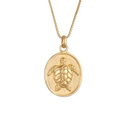 Elli Women's Necklace Pendant Coin Turtle Ocean in 925 Sterling Silver Gold-Plated