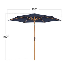 Best Choice Products 10ft Market Umbrella, Outdoor Sun Shade for Backyard, Deck, Poolside, Table w/Woodgrain Pattern, Easy Tilt & Crank - Navy Blue