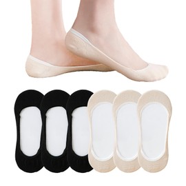 Elvisini No Show Socks Women Size 7-9 Non Slip Heel Flat Low Cut Thin No See Short Socks for Women Invisible Hidden Lofer Toe Liner Socks 6 Pairs,Black Nude,7-9