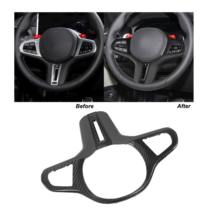 Car Steering Wheel Frame Cover Trim Sticker Decoration Carbon Fiber