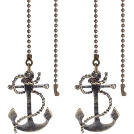 GORGECRAFT 2Pcs Ceiling Fan Pull Chain 15 Inches Anchor Decorative Beaded Ball Pull String Ornament Pendant Extension Chains for Ceiling Light Lamp Fan Chain Extender Antique Bronze