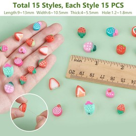 PH PandaHall - 225 abalorio de arcilla polimérica de frutas, abalorio sueltas de fresa, abalorio espaciadoras de colores, abalorio de bayas lindas para manualidades, arete, pulseras, collares,