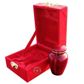 Celebration of Life Mini Red Small Cremation Keepsake Urn for Human Ashes - Beautiful and Timeless Find Comfort Everytime You Look at This Urn - with Red Box