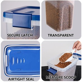 EIwichen Dog and Cat Food Storage Container with Scoop - 5-10 Lbs Pet Food Container with Airtight Lid, Dry Food Bin BPA Free, Kibble Container, for Pet, Cat, Dog, Bird Seed, e