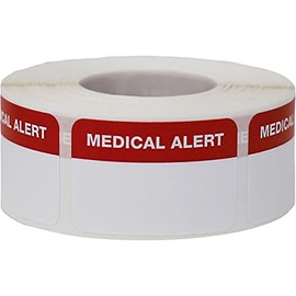 Medical Alert Medical Healthcare Labels, 1 x 1.5 Inch Rectangle, 500 Total Labels