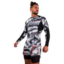 Venum Men's Standard Electron 3.0 Long Sleeve Rashguard Grey/Red