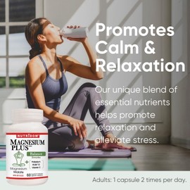 Nutridom Magnesium Plus - Calm Supplement - Magnesium Malate, Vitamin B6, Vitamin B12, Vitamin C & Potassium - Supports Stress Relief & Relaxation - Non-GMO, Vegan, Gluten Free, Veggie Capsules (60 Count)