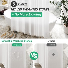 AmazerBath 78 Inch Frosted PEVA Shower Curtain - Heavy Duty with 3 Weighted Stones and 12 Rustproof Grommets