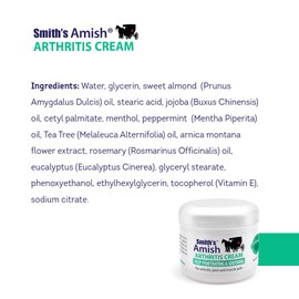 SMITH'S AMISH Arthritis Soothing Cream 3 Pack (Three 4 oz Jars) with Arnica, Tea Tree, Eucalyptus, Peppermint and Rosemary