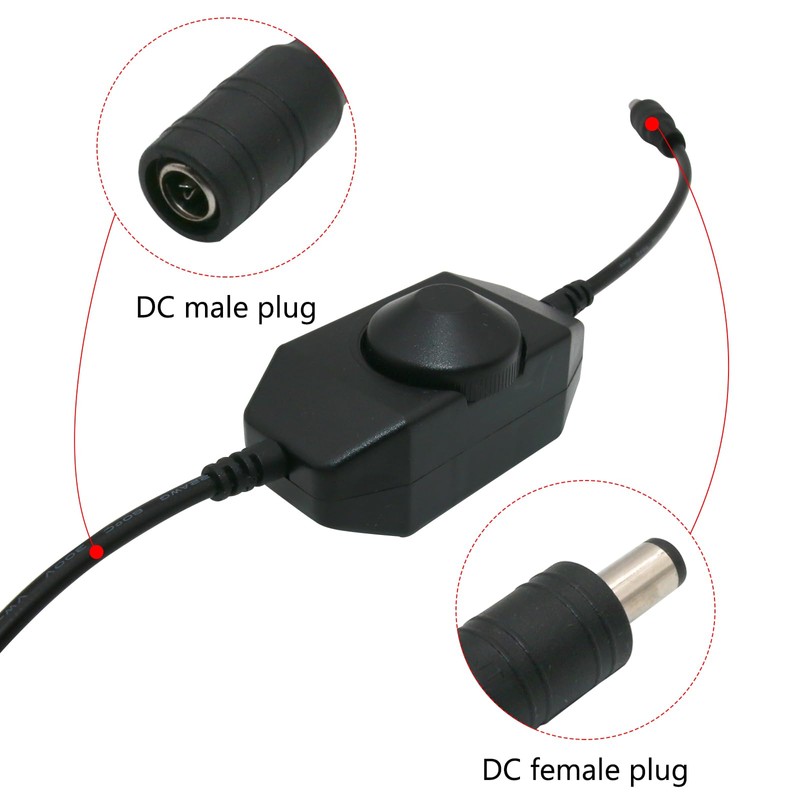 LED Strip Dimmer Switch Contorller 12-24V DC PWM Rotary Inline